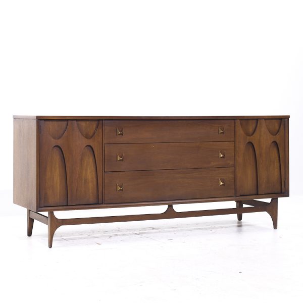 Broyhill Brasilia Mid Century Walnut Long Lowboy Dresser