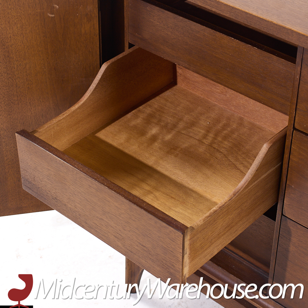 Broyhill Brasilia Mid Century Walnut Long Lowboy Dresser
