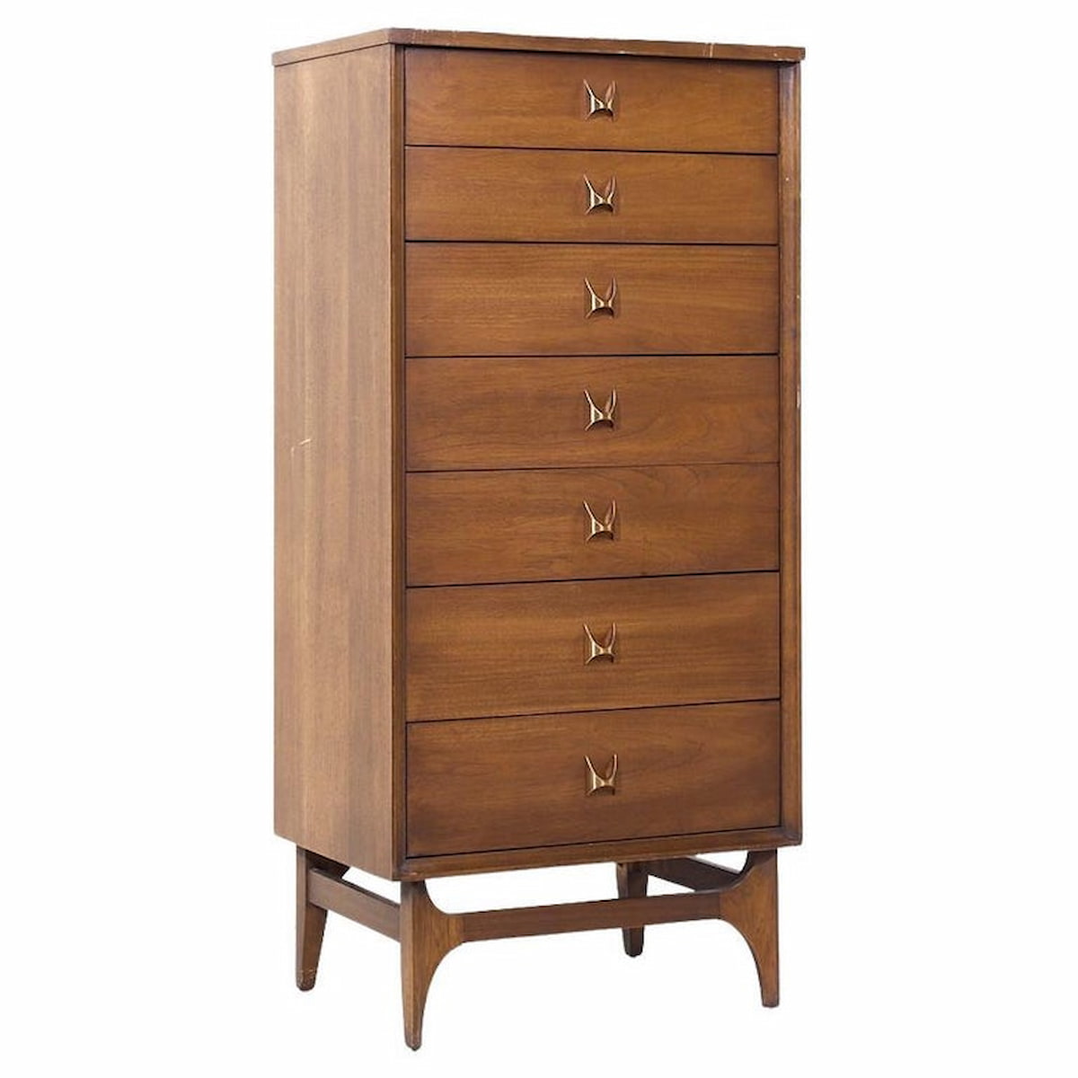 Broyhill Brasilia Mid Century Walnut and Brass Lingerie Chest
