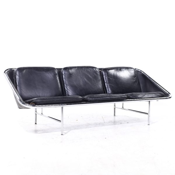 George Nelson for Herman Miller Mid Century Leather and Chrome Sling Sofa