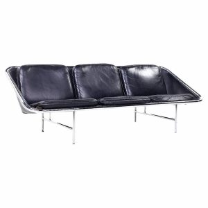 George Nelson for Herman Miller Mid Century Leather and Chrome Sling Sofa