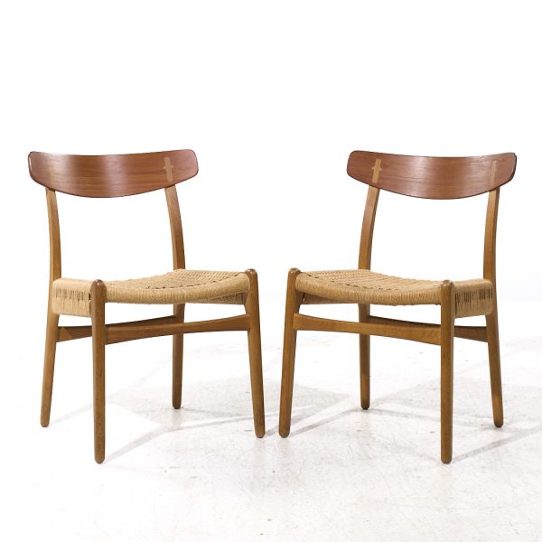 Hans Wegner for Carl Hansen & Son Ch23 Mid Century Danish Teak and Oak Dining Chairs - Pair