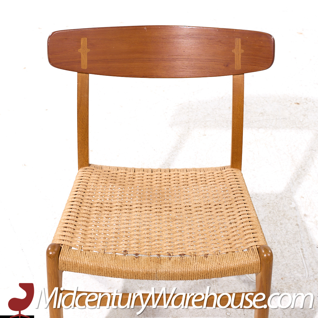 Hans Wegner for Carl Hansen & Son Ch23 Mid Century Danish Teak and Oak Dining Chairs - Pair
