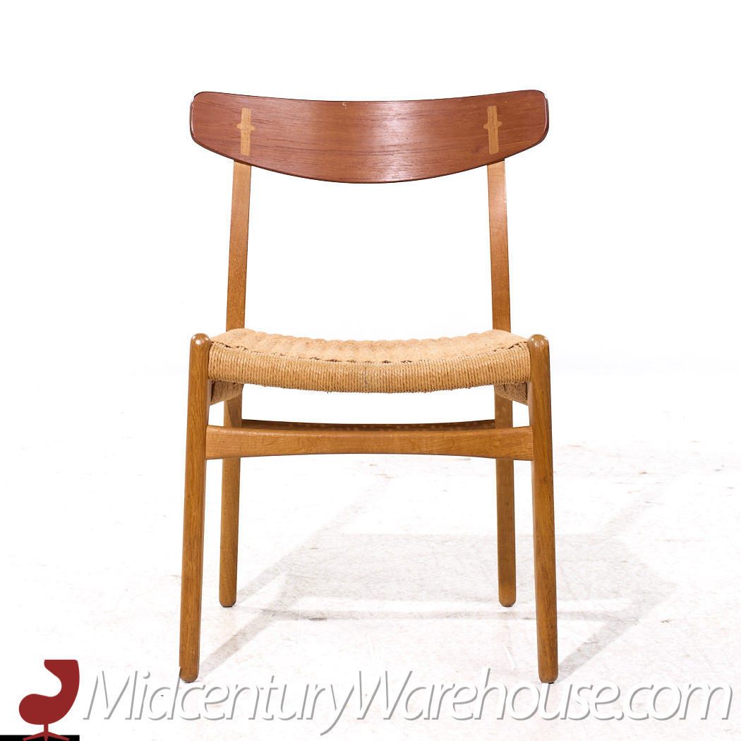 Hans Wegner for Carl Hansen & Son Ch23 Mid Century Danish Teak and Oak Dining Chairs - Pair
