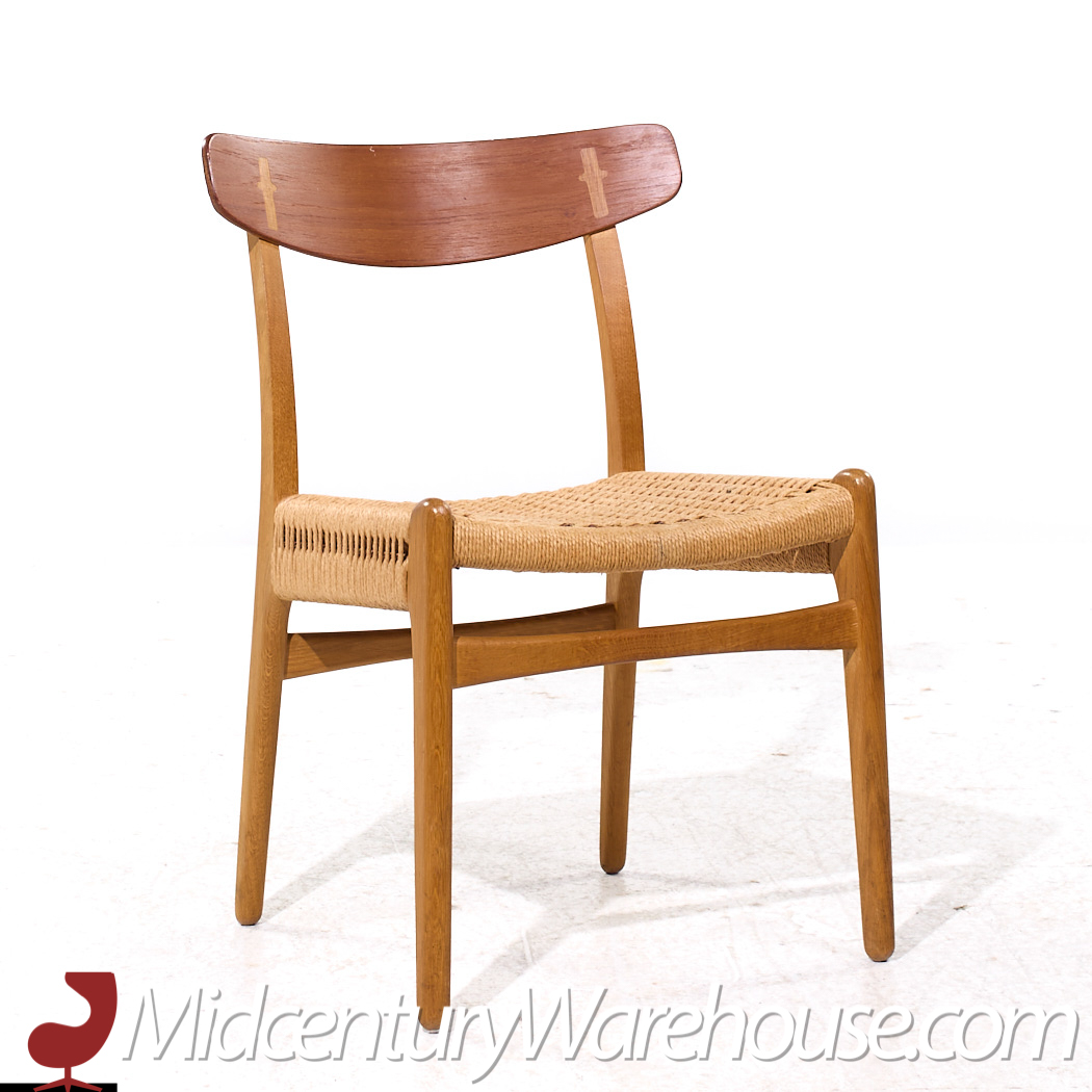 Hans Wegner for Carl Hansen & Son Ch23 Mid Century Danish Teak and Oak Dining Chairs - Pair