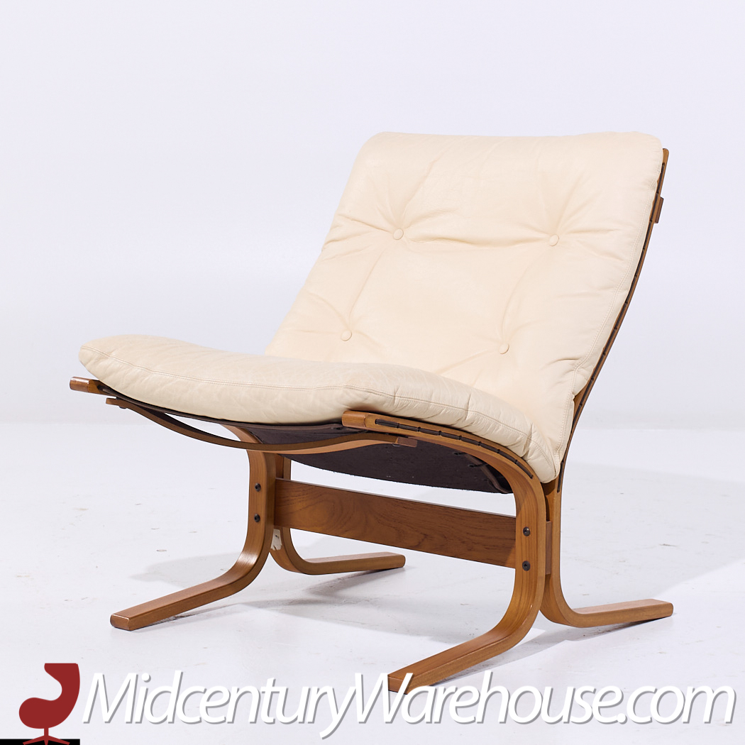 Ingmar Relling for Westnofa Mid Century Siesta Norwegian White Leather Bentwood Lounge Chair