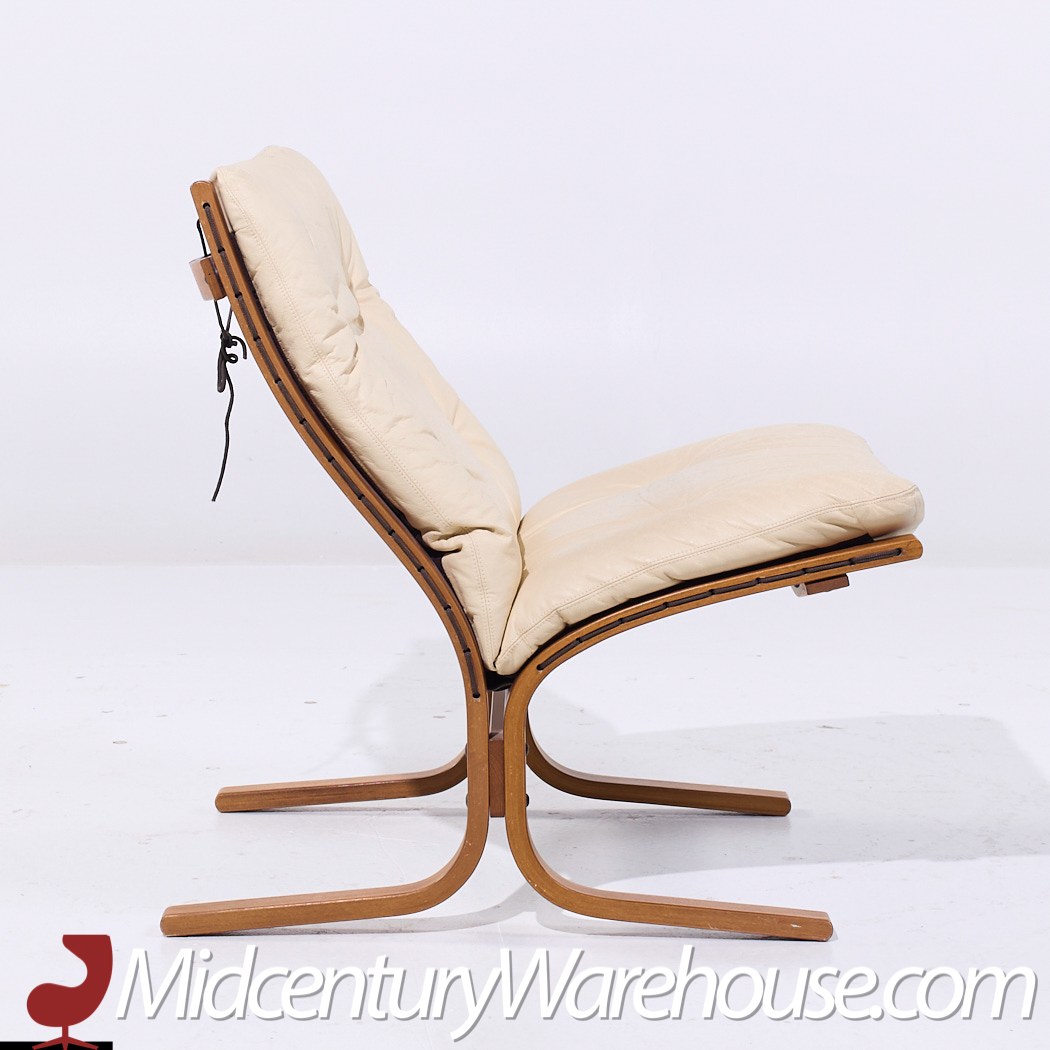 Ingmar Relling for Westnofa Mid Century Siesta Norwegian White Leather Bentwood Lounge Chair