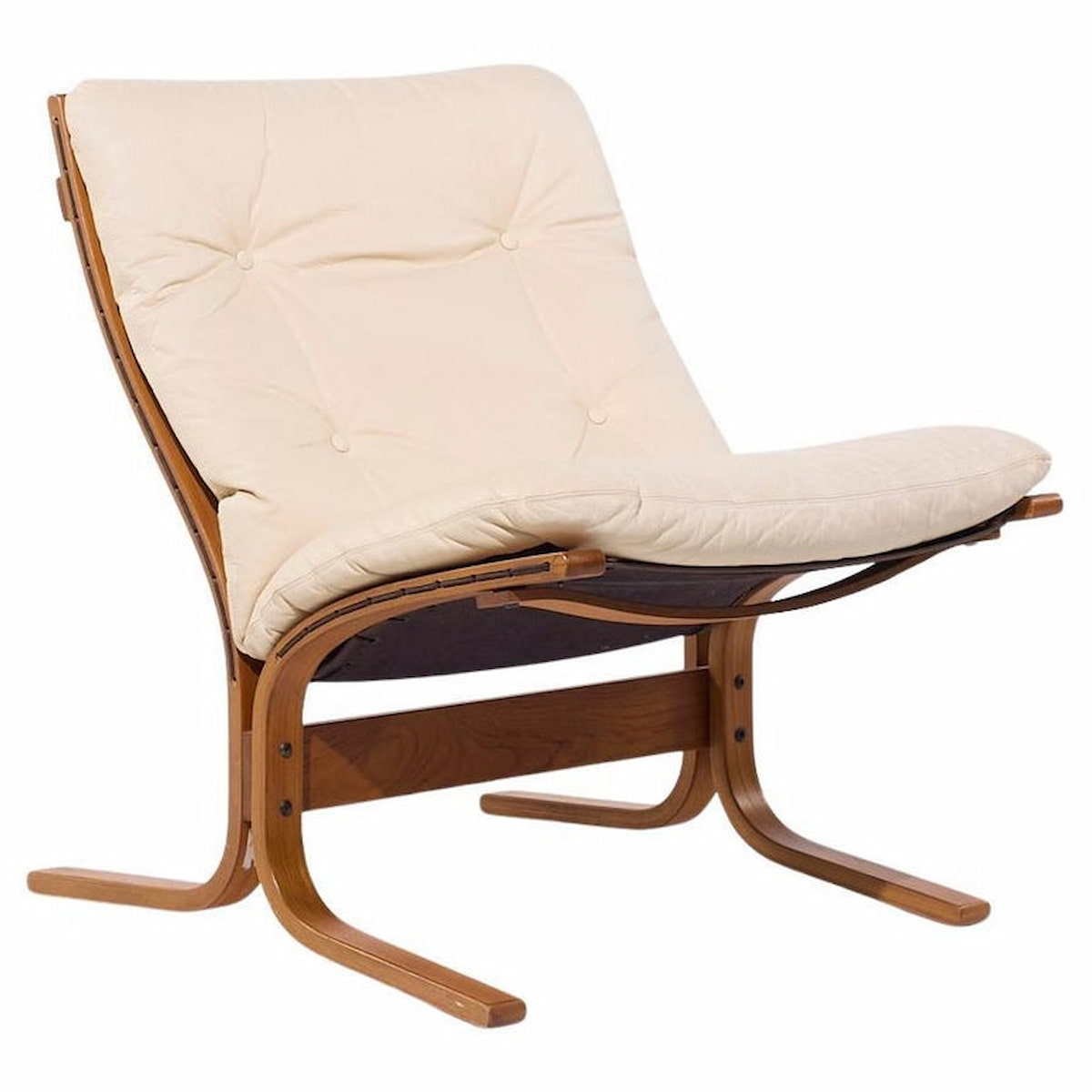 Ingmar Relling for Westnofa Mid Century Siesta Norwegian White Leather Bentwood Lounge Chair