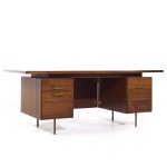 Jens Risom Mid Century Walnut and Brass Executive Desk | Mid Century Modern Furniture - Mid Century Furniture Chicago Jens Risom Mid Century Walnut and Brass Executive Desk
