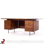 Jens Risom Mid Century Walnut and Brass Executive Desk | Mid Century Modern Furniture - Mid Century Furniture Chicago Jens Risom Mid Century Walnut and Brass Executive Desk