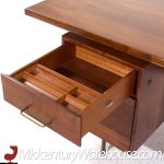 Jens Risom Mid Century Walnut and Brass Executive Desk | Mid Century Modern Furniture - Mid Century Furniture Chicago Jens Risom Mid Century Walnut and Brass Executive Desk