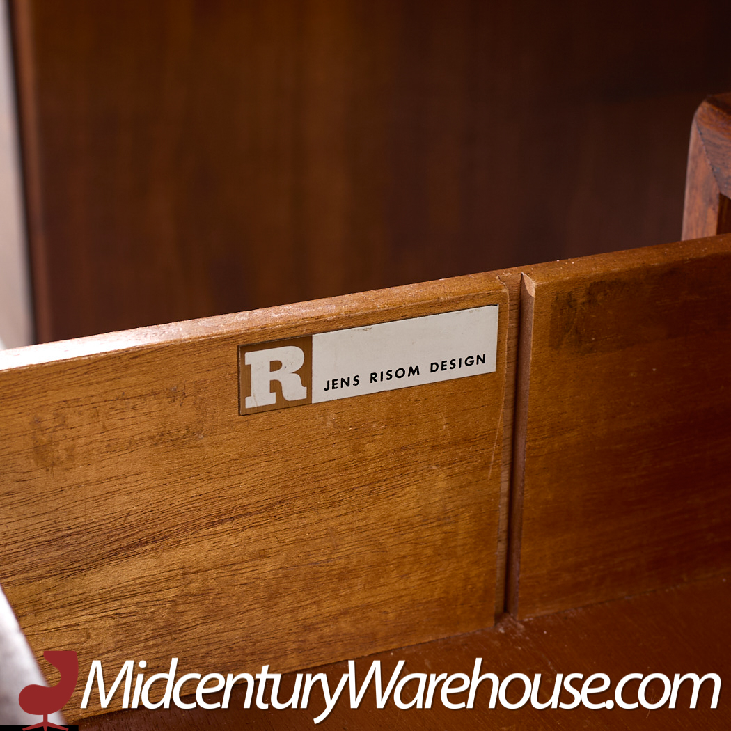 Jens Risom Mid Century Walnut and Brass Executive Desk