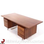Jens Risom Mid Century Walnut and Brass Executive Desk | Mid Century Modern Furniture - Mid Century Furniture Chicago Jens Risom Mid Century Walnut and Brass Executive Desk