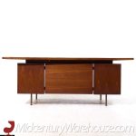 Jens Risom Mid Century Walnut and Brass Executive Desk | Mid Century Modern Furniture - Mid Century Furniture Chicago Jens Risom Mid Century Walnut and Brass Executive Desk