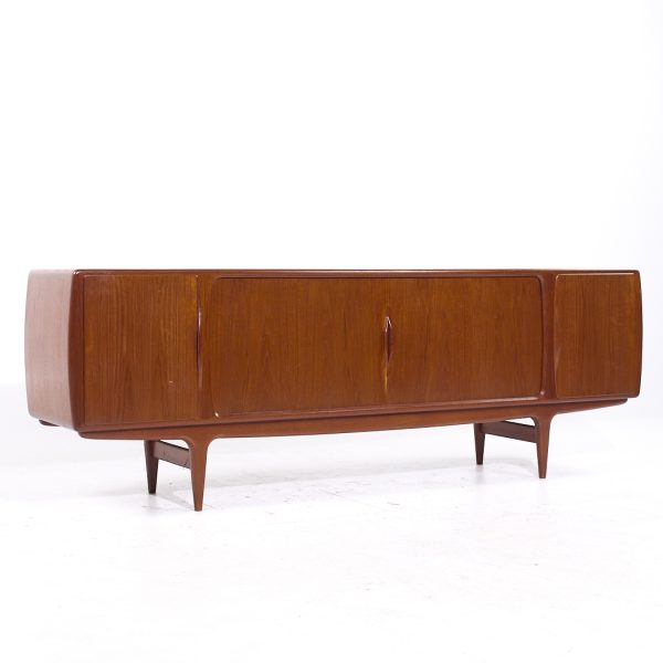 Johannes Andersen for Uldum Mid Century Danish Teak Tambour Door Credenza