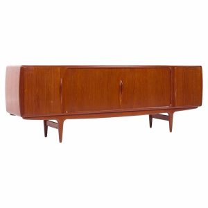 Johannes Andersen for Uldum Mid Century Danish Teak Tambour Door Credenza
