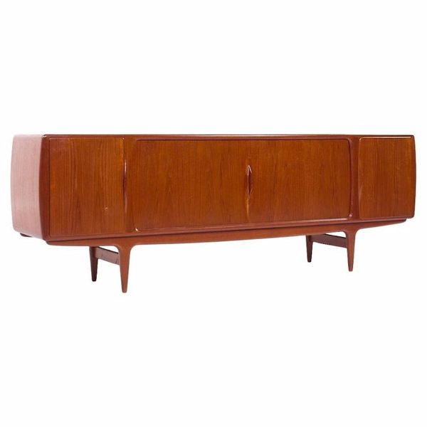 Johannes Andersen for Uldum Mid Century Danish Teak Tambour Door Credenza