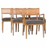 John Widdicomb Mid Century Cane and Bleached Mahogany Dining Chairs - Set of 6 | Mid Century Modern Furniture - Mid Century Furniture Chicago John Widdicomb Mid Century Cane and Bleached Mahogany Dining Chairs - Set of 6