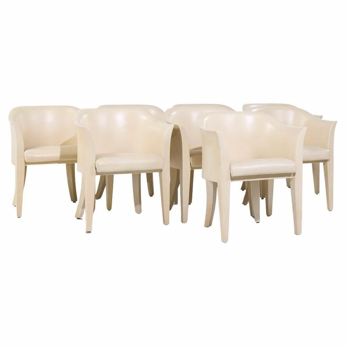 Karl Springer Mid Century Tulip Leather Dining Chairs - Set of 8