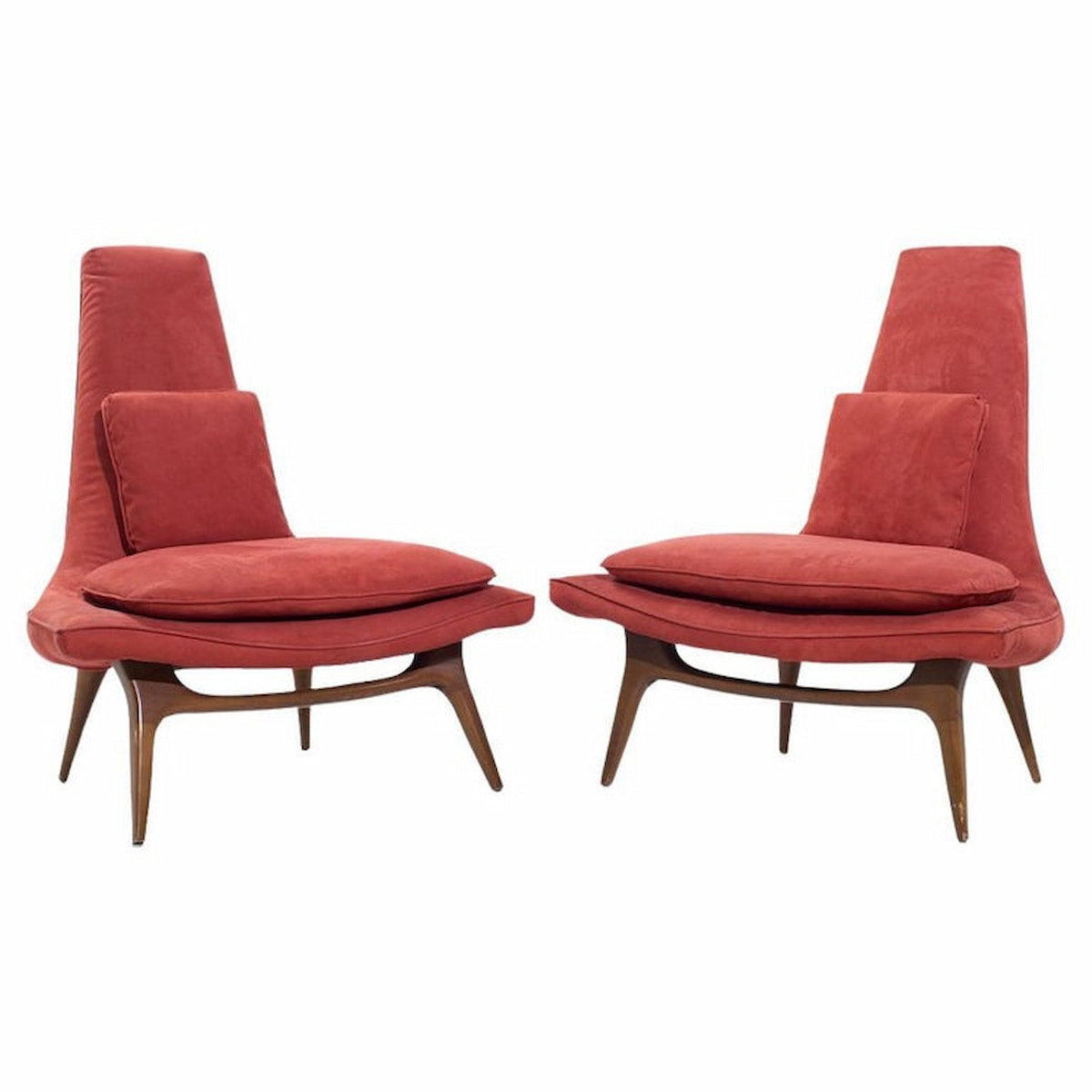 Karpen of California Mid Century Slipper Chair - Pair