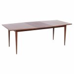 Kipp Stewart for Calvin Mid Century Walnut Expanding Dining Table with 1 Leaf | Mid Century Modern Furniture - Mid Century Furniture Chicago Kipp Stewart for Calvin Mid Century Walnut Expanding Dining Table with 1 Leaf