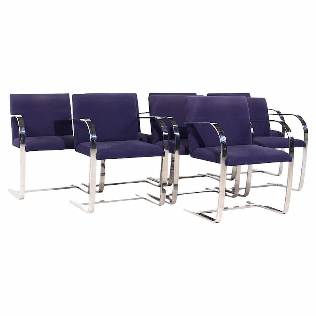 Knoll Brno Flat Bar Mid Century Chrome Dining Chairs - Set of 8