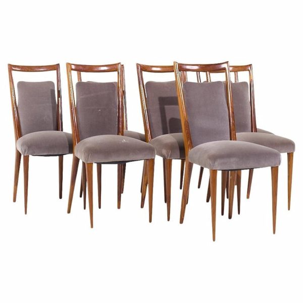Mario Gottardi & Melchiorre Bega for Erno Fabry Mid Century Italian Walnut Dining Chairs - Set of 8