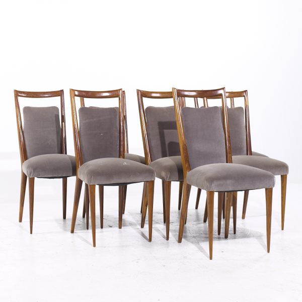 Mario Gottardi & Melchiorre Bega for Erno Fabry Mid Century Italian Walnut Dining Chairs - Set of 8
