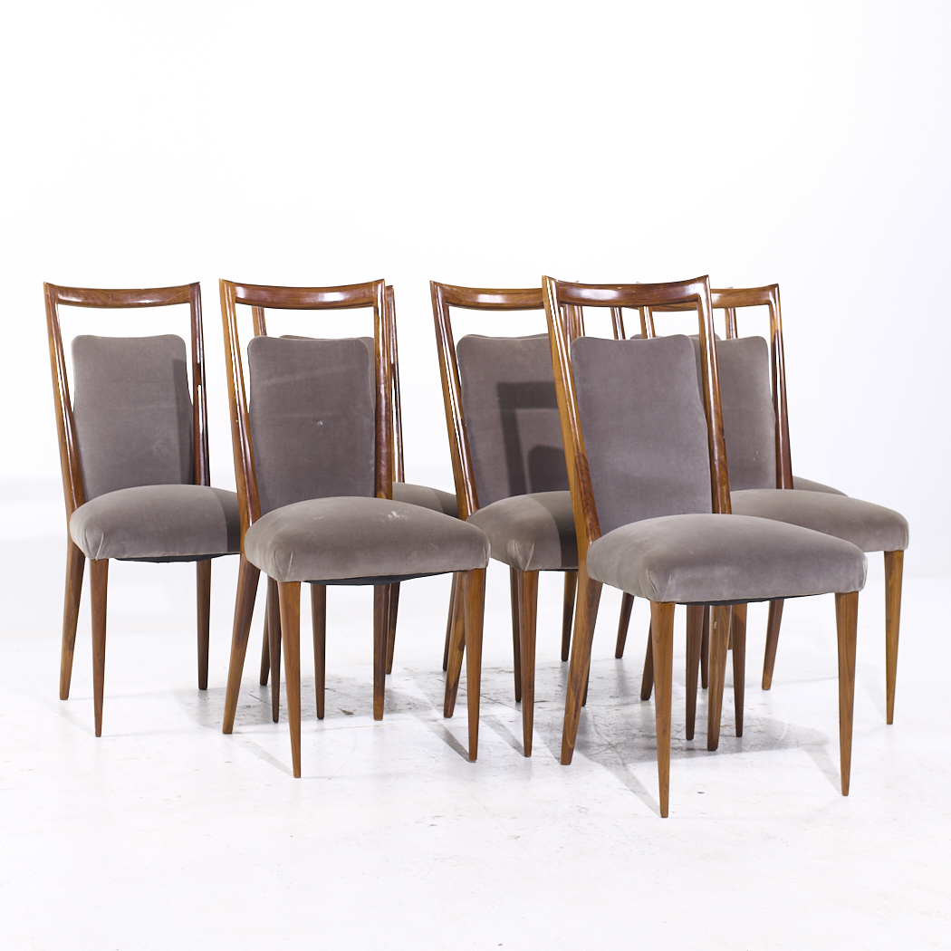 Mario Gottardi & Melchiorre Bega for Erno Fabry Mid Century Italian Walnut Dining Chairs - Set of 8