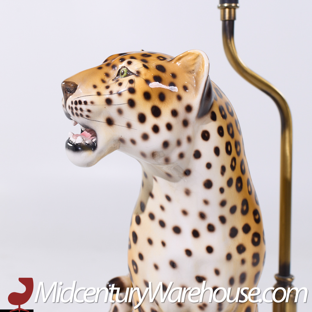 Mid Century Italian Ceramic Leopard Lamp