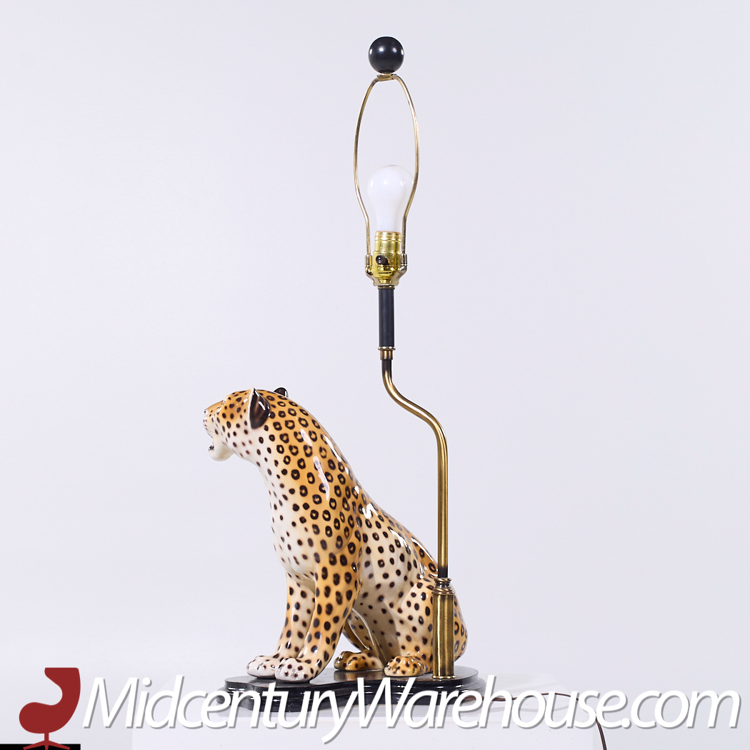 Mid Century Italian Ceramic Leopard Lamp