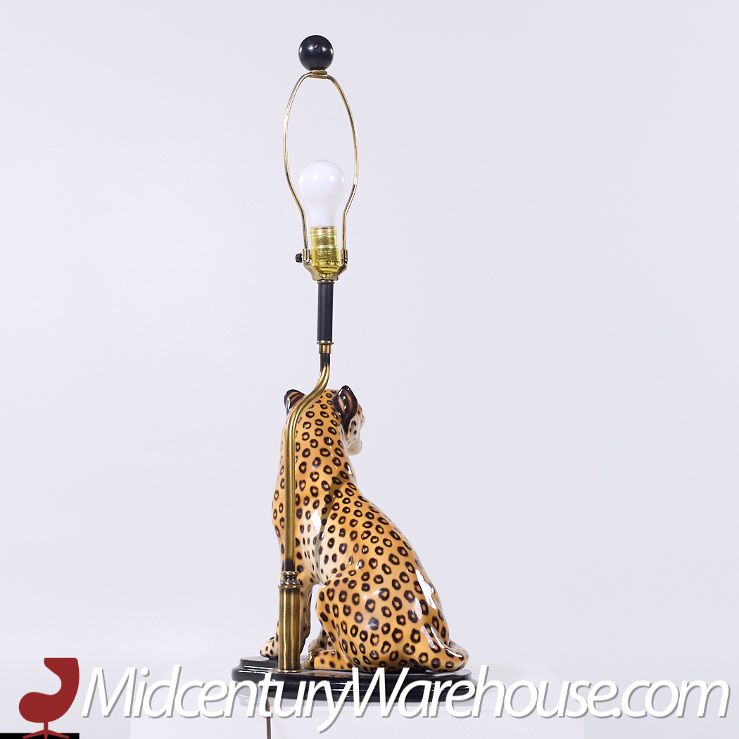Mid Century Italian Ceramic Leopard Lamp