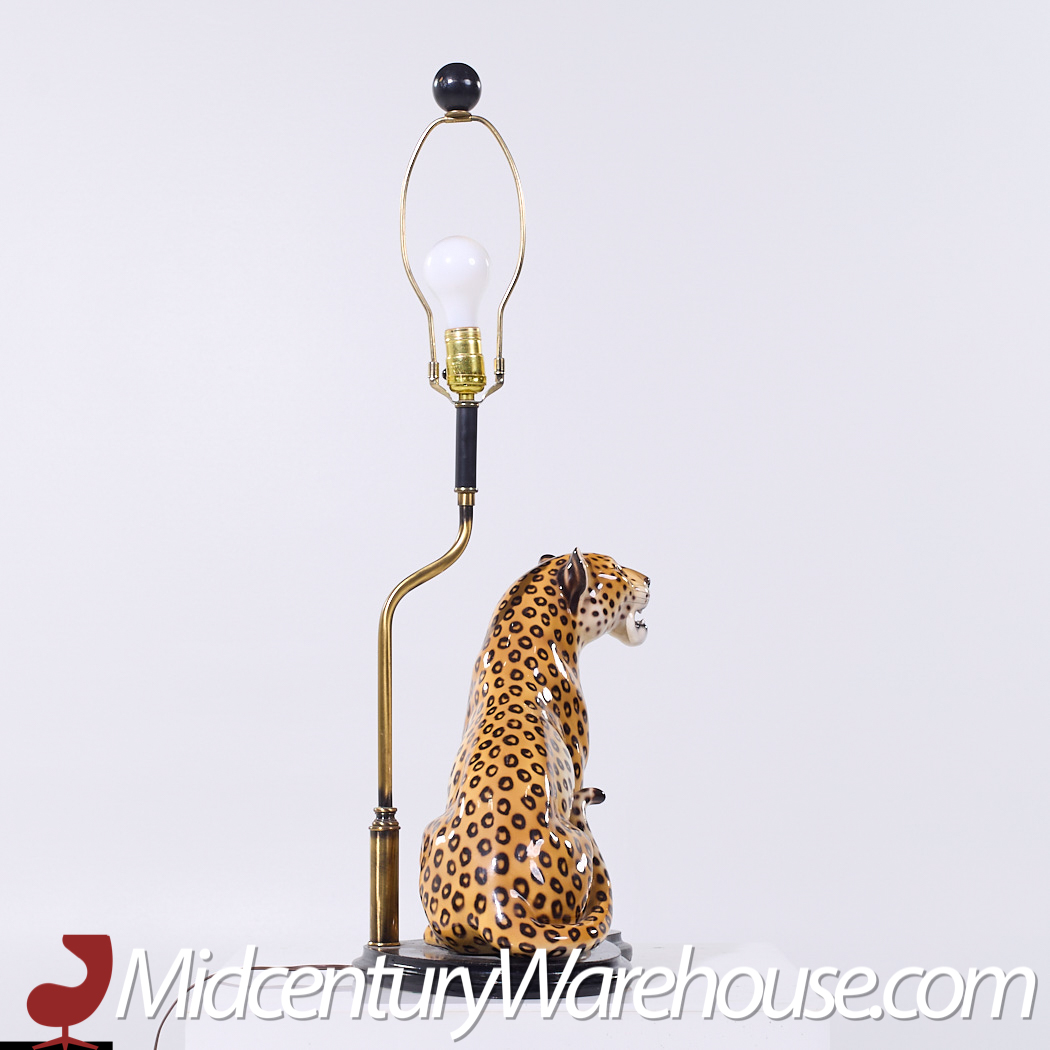 Mid Century Italian Ceramic Leopard Lamp