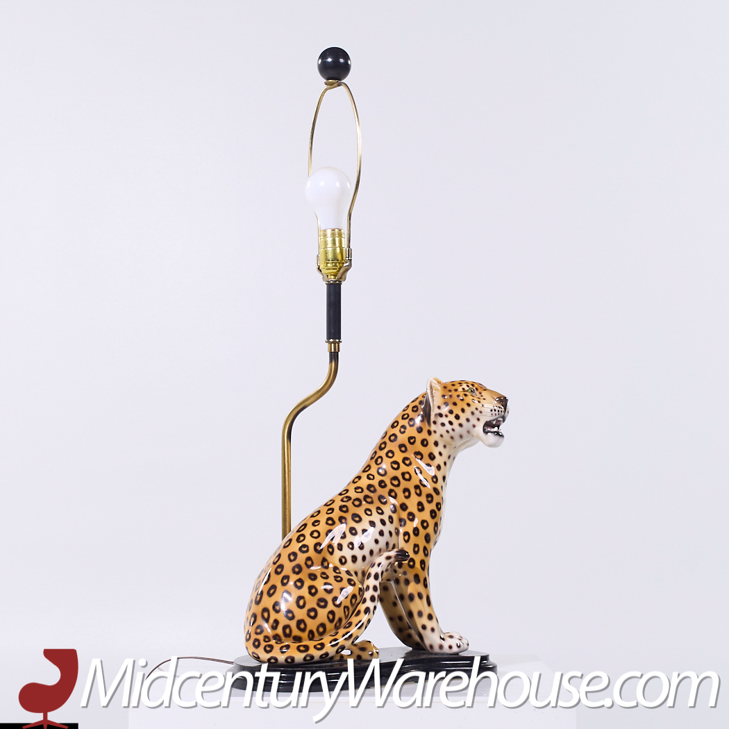 Mid Century Italian Ceramic Leopard Lamp