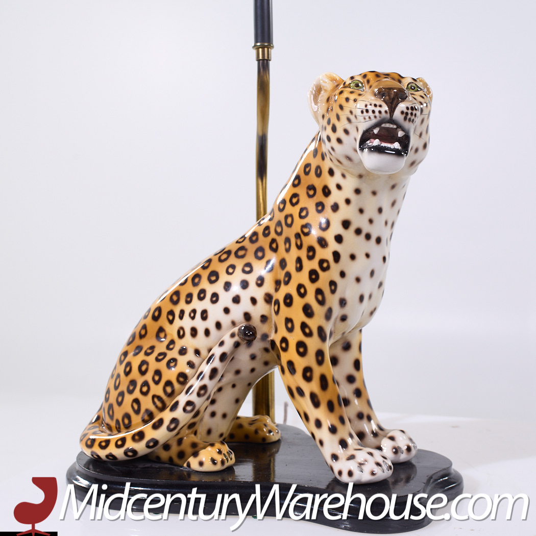 Mid Century Italian Ceramic Leopard Lamp