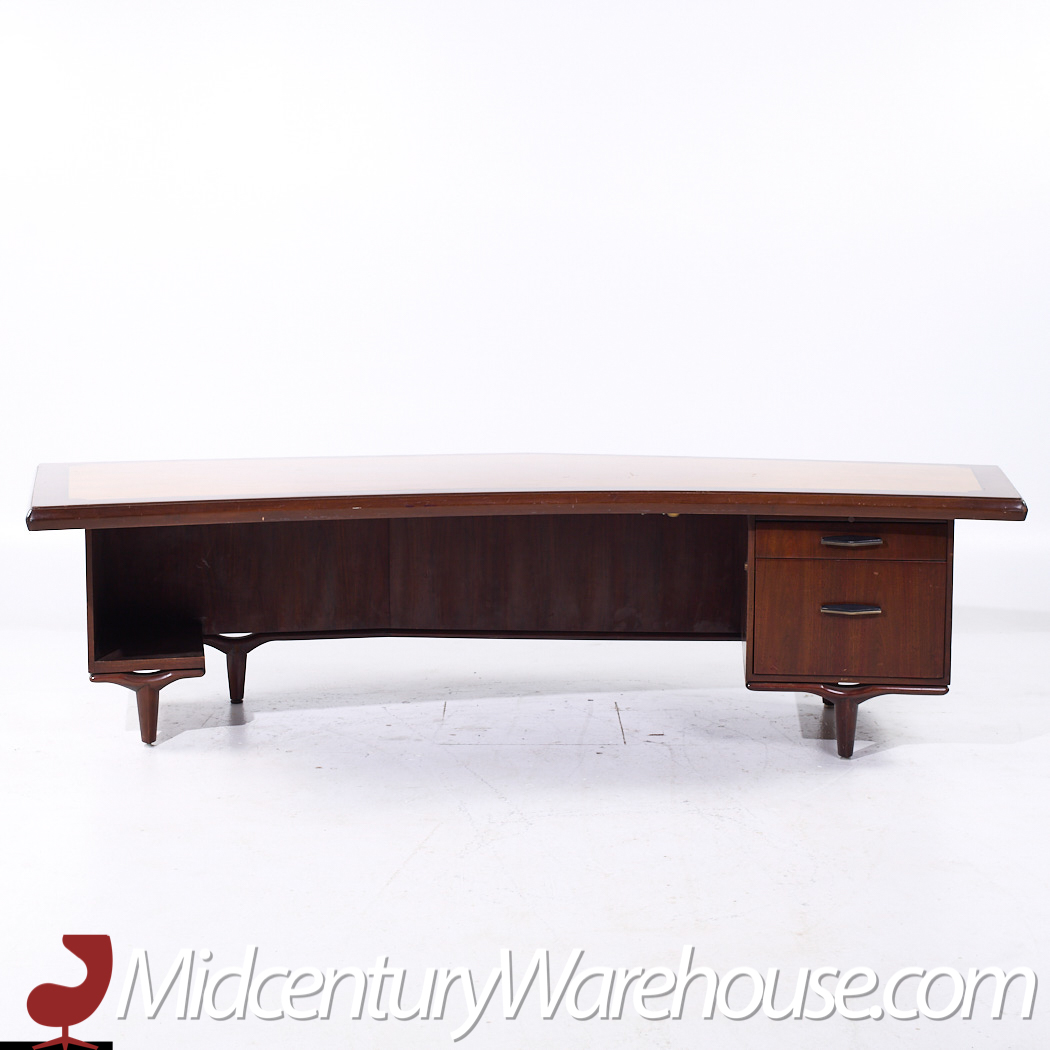 Monteverdi-young Signature Line Mid Century Walnut Boomerang Desk