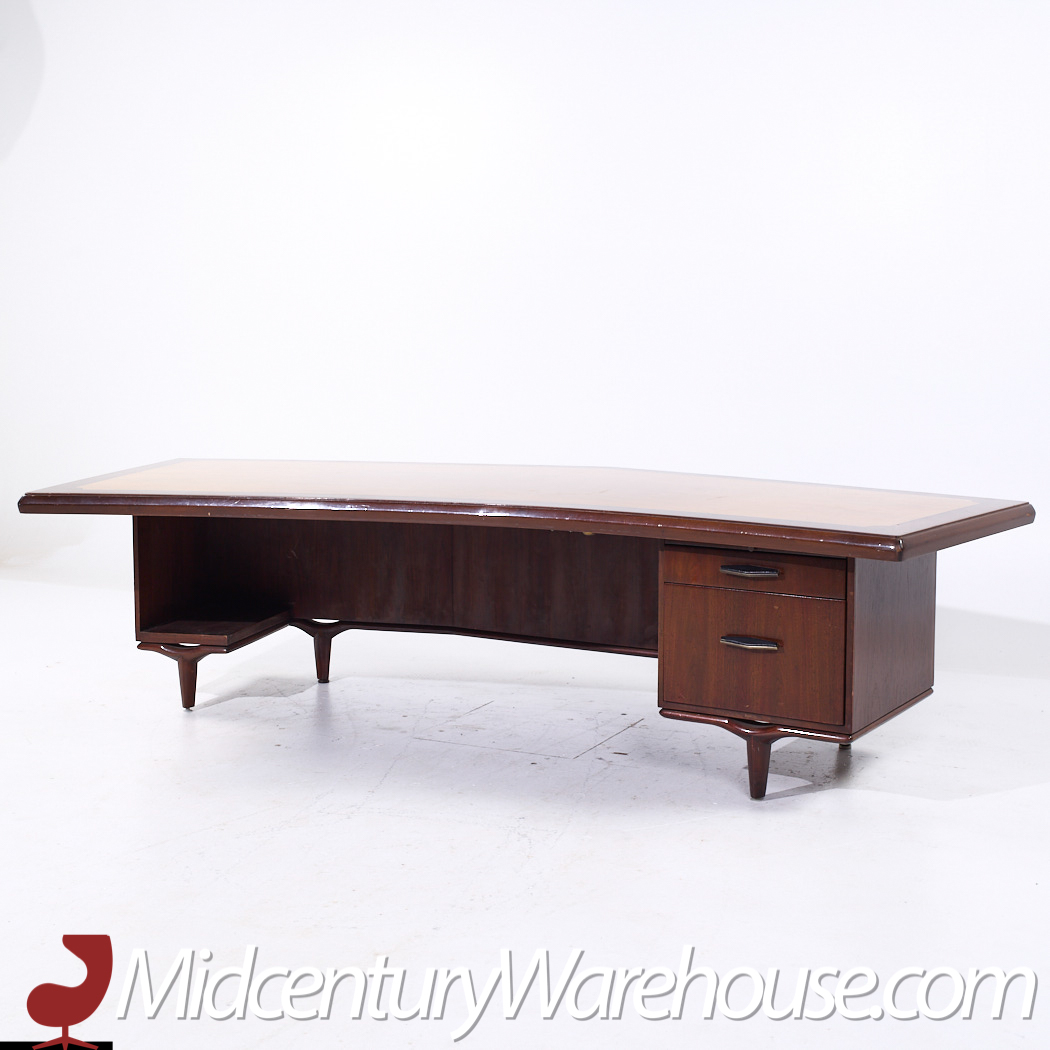 Monteverdi-young Signature Line Mid Century Walnut Boomerang Desk