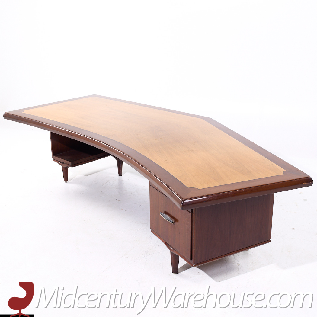 Monteverdi-young Signature Line Mid Century Walnut Boomerang Desk