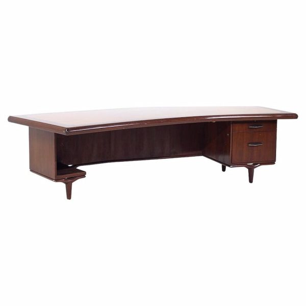 Monteverdi-young Signature Line Mid Century Walnut Boomerang Desk