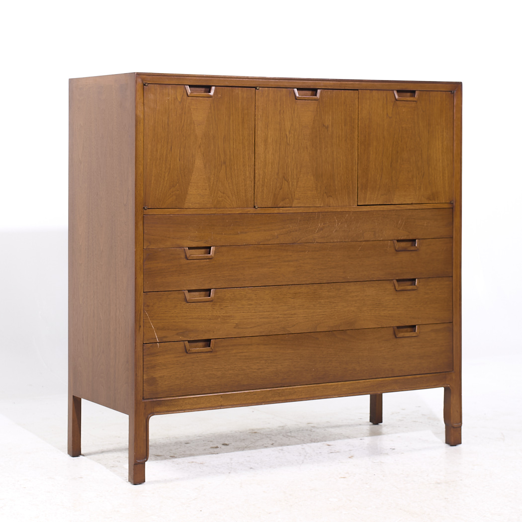 Mount Airy Janus Mid Century Walnut Gentleman's Chest Highboy Dresser