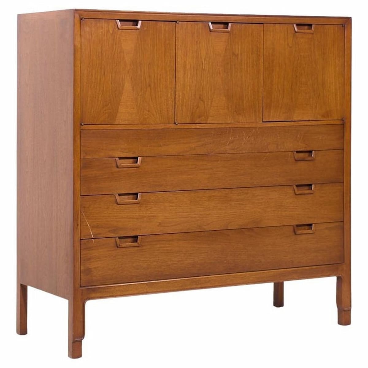 Mount Airy Janus Mid Century Walnut Gentleman's Chest Highboy Dresser