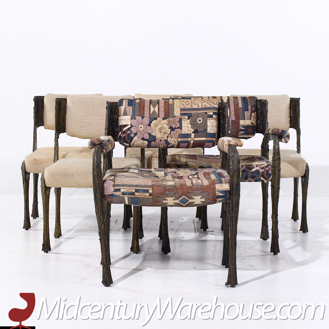 Paul Evans for Directional Pe-105/106 Mid Century Bronze Stalagmite Chairs - Set of 6