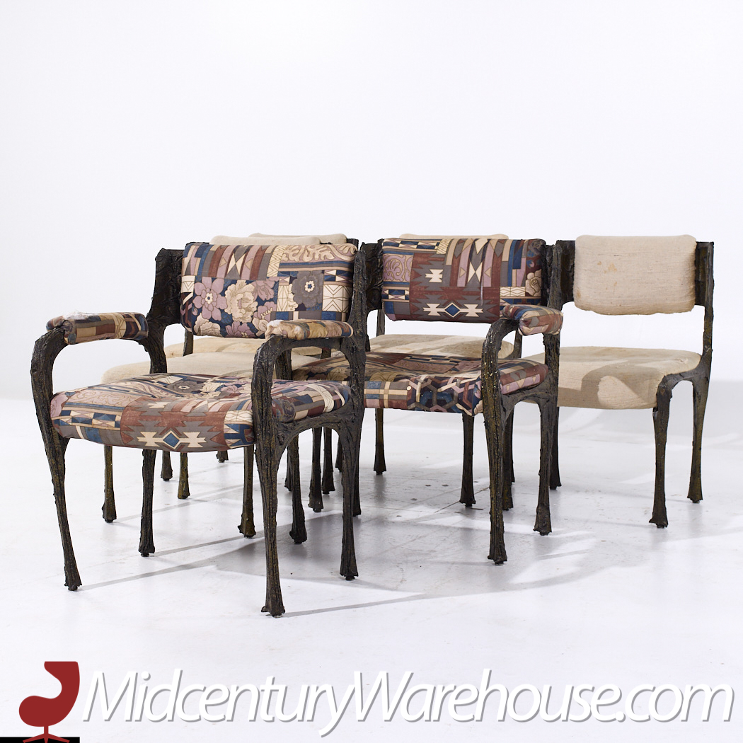 Paul Evans for Directional Pe-105/106 Mid Century Bronze Stalagmite Chairs - Set of 6