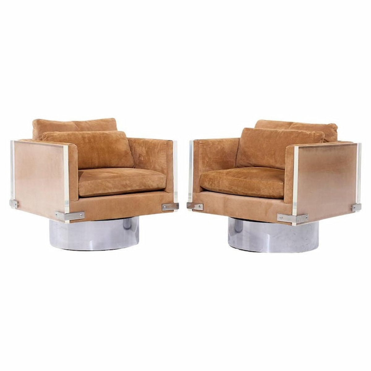 Richard Himmel Mid Century Lucite Swivel Lounge Chairs - Pair