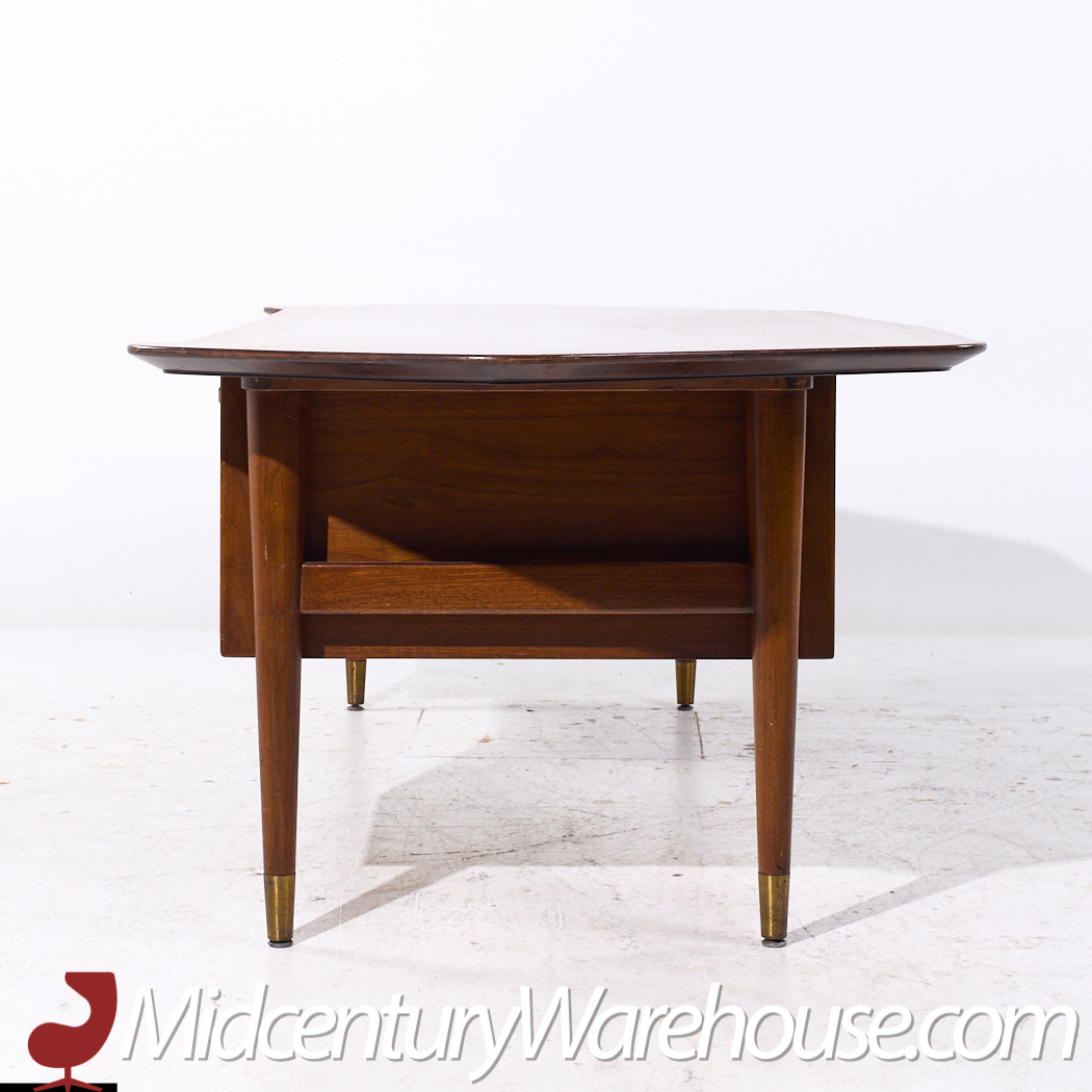 Standard Furniture Mid Century Walnut Boomerang Executive Desk
