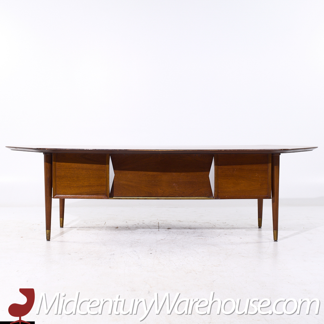 Standard Furniture Mid Century Walnut Boomerang Executive Desk