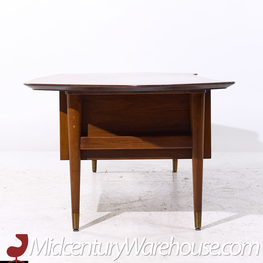 Standard Furniture Mid Century Walnut Boomerang Executive Desk