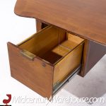 Standard Furniture Mid Century Walnut Boomerang Executive Desk | Mid Century Modern Furniture - Mid Century Furniture Chicago Standard Furniture Mid Century Walnut Boomerang Executive Desk