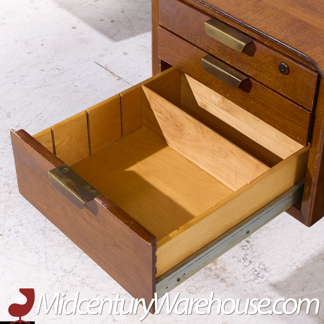 Standard Furniture Mid Century Walnut Boomerang Executive Desk