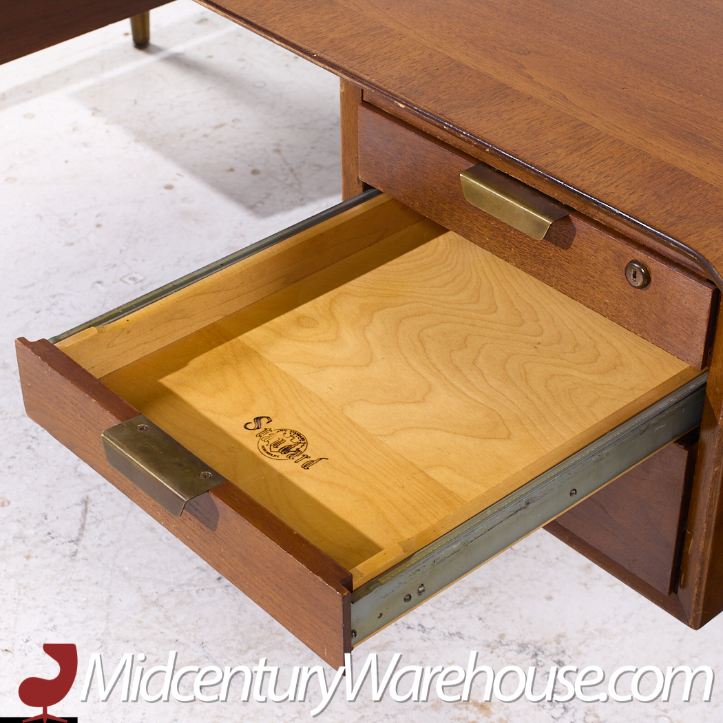Standard Furniture Mid Century Walnut Boomerang Executive Desk
